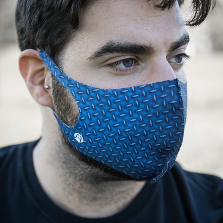 Mascherina metallo blu dal tema "Industriale"
