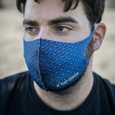 Mascherina metallo blu dal tema "Industriale"